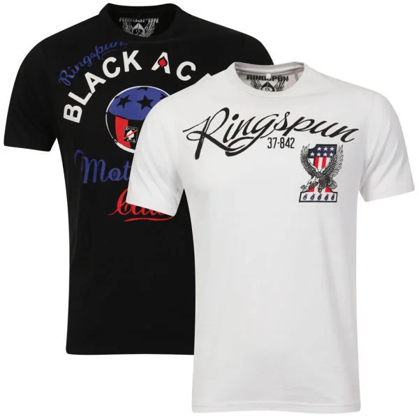Ringspun Men's Biker 2-Pack Graphic T-Shirt - Black/White - S - Black/White Bild 1