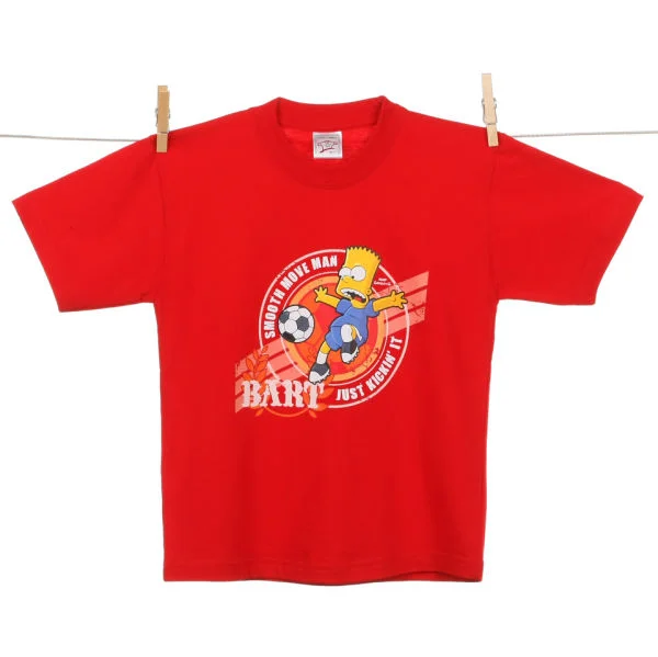 Kid's Bart Simpson Football T - Shirt - Red - 3-4 Yrs - Rot Bild 1
