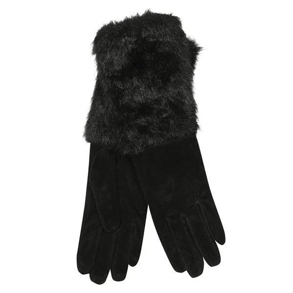 French Connection Women's Lady Day Leather Gloves - S-M - Schwarz Bild 1