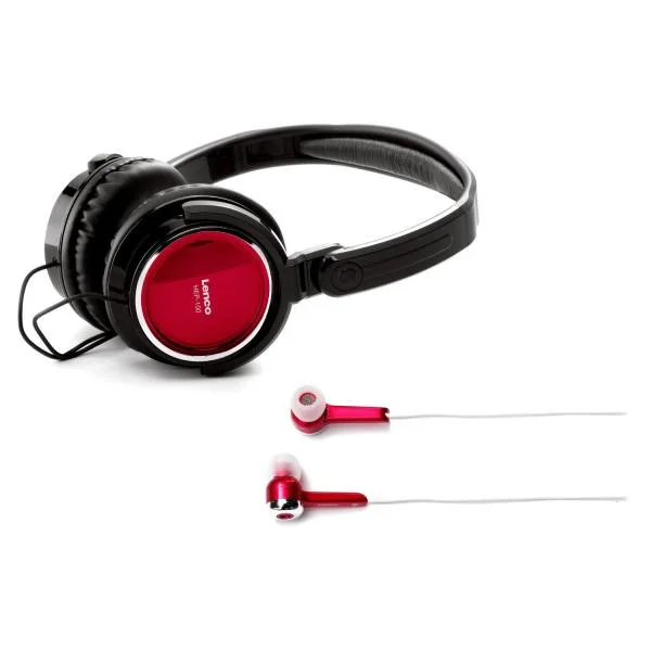 Lenco Headphone & Earphone Bundle - Red Bild 1