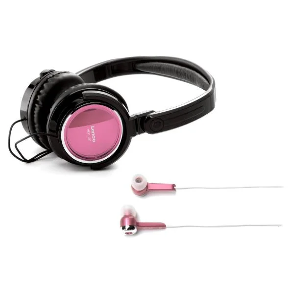 Lenco Headphone & Earphone Bundle - Pink Bild 1