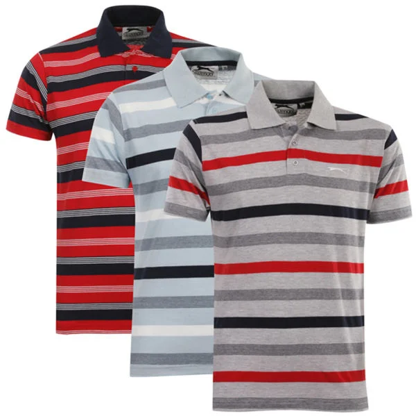 Herren Defiant Slazenger 3er Pack gestreifte Polo Shirts - Rot/Blau/Rot - S - Multi Colour Bild 1