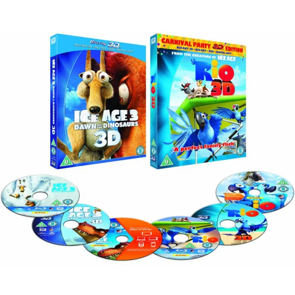 Rio 3D / Ice Age 3 3D (3D Blu-Ray, 2D Blu-Ray, DVD and Digital Copy) Bild 1