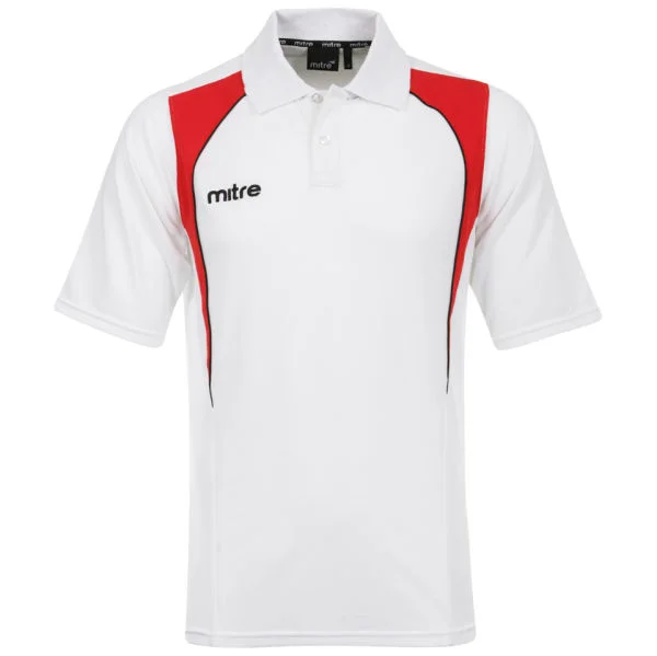Men's Mitre Warren Polo T-shirt - White/Red - S - Weiß Bild 1
