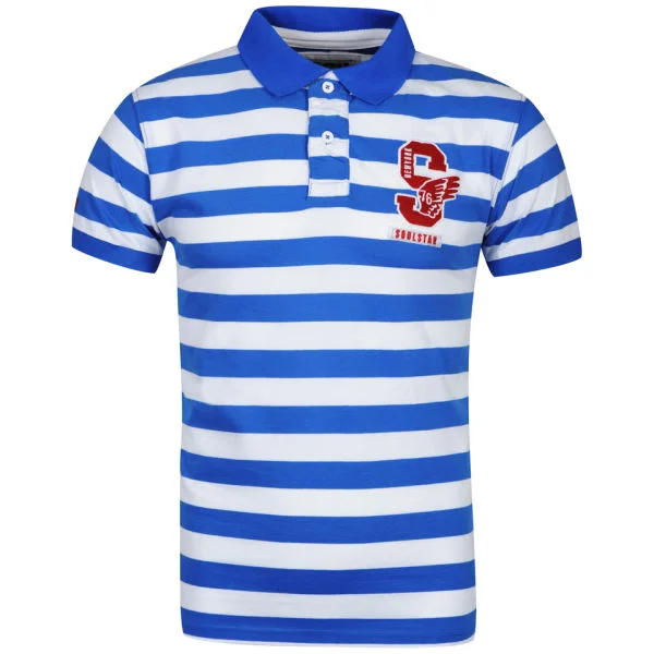 Soul Star Men's Geneva Striped Polo - Royal Blue - S - Royal Blue Bild 1
