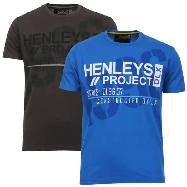 Herren Henleys T-Shirts zweierpack - Kobalt/Kohle - M - Bunt Bild 1