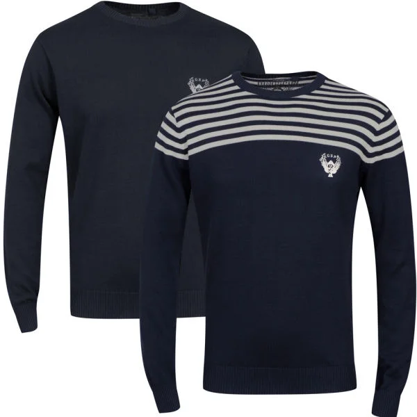 Ringspun Men's 2-Pack Scope Crew Neck Jumper - Solid Navy/Stone Stripe - S - Solid Navy/Stone Stripe Bild 1