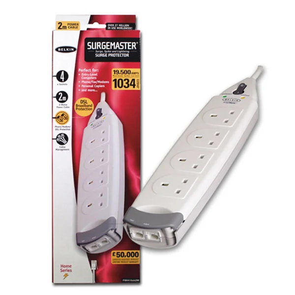 Belkin 4-Way Surgemaster with DSL Protection - 2m Bild 1