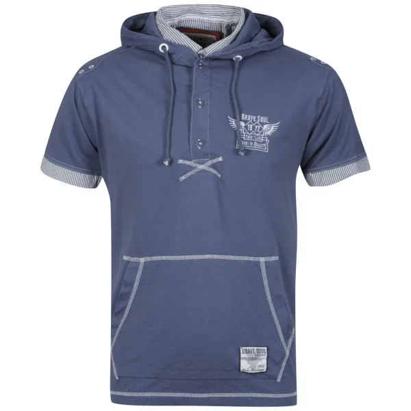 Brave Soul Herren Kobane Kapuzen T-Shirt - Blau - S - Denim Blue Bild 1