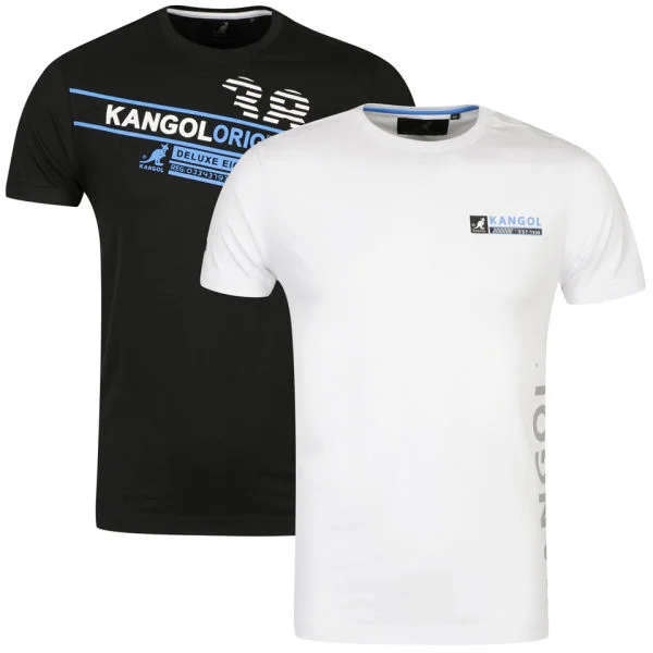 Kangol Men's Minister and Flip 2 Pack T-shirts - Black/White with Blue - S - Black/Whitew.Blue Bild 1