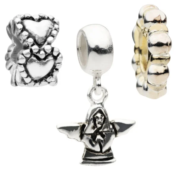 Amadora Angel And Hearts Pack Of Three Charms Set - Eine Größe - Silber Bild 1