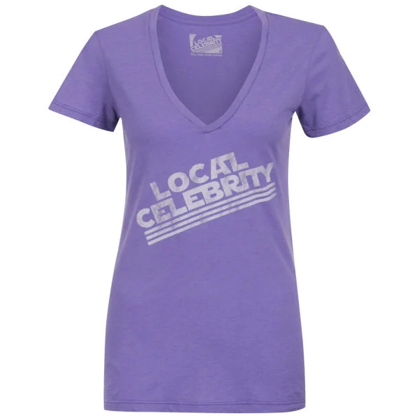 Local Celebrity Damen Local Celebrity V Neck T-Shirt - Lila - S - Violet Bild 1