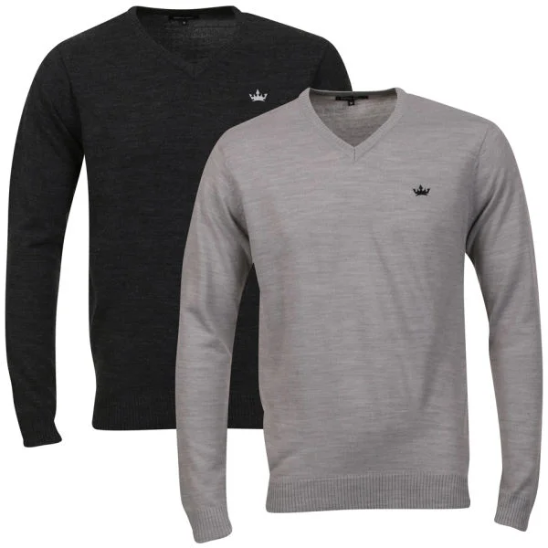 Brave Soul Men's 2 Pack V Neck Knit - Light Grey & Black - S - Light Grey / Black Bild 1