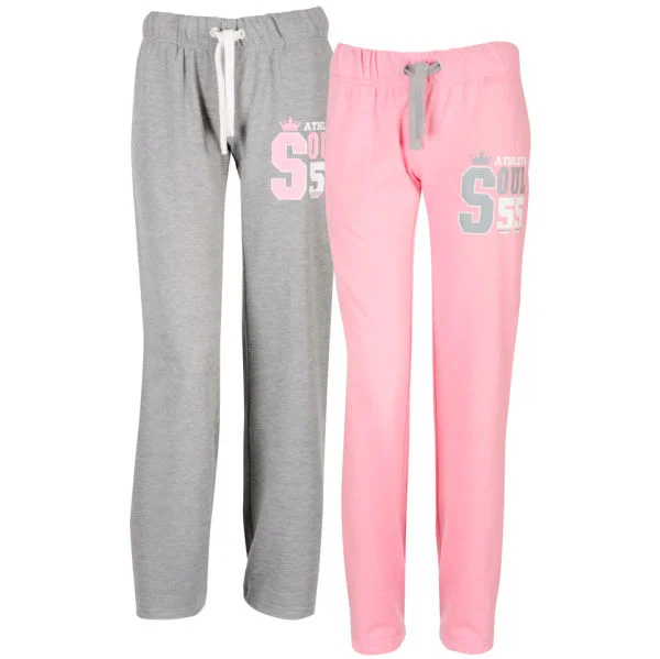 55 Soul Women's 2-Pack Joggers - Pink/Light Grey Marl - S - Bunt Bild 1