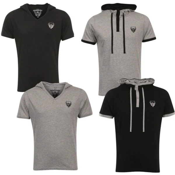 Ringspun Men's 2-Pack Hooded T-Shirts - S - Khaki/Off White Bild 1
