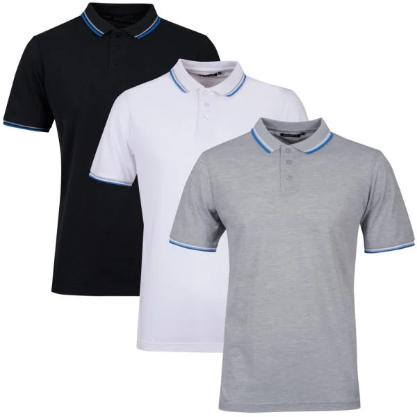 Brave Soul Men's 3-Pack Tip Polo - Light Grey Marl/White/Black - S - Light Grey Marl/White/Black Bild 1