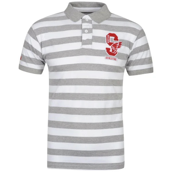 Soul Star Men's Geneva Striped Polo - Grey - S - Grau Bild 1