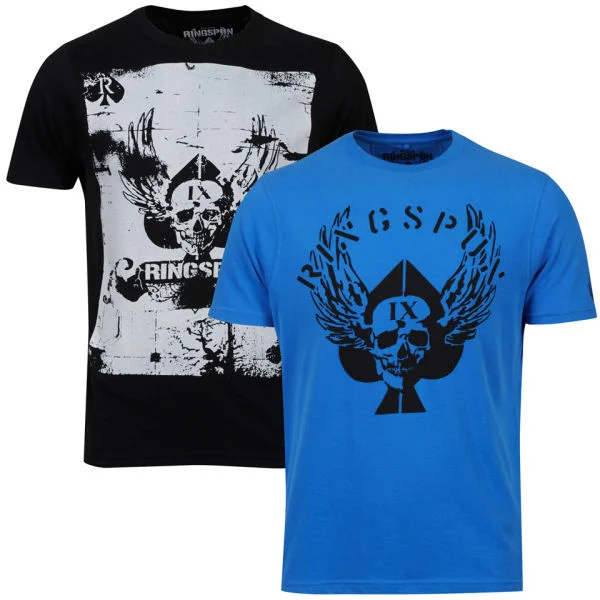 Ringspun Men's Graphic Printed T-Shirt Two pack Black/Royal Cardshark - S - Royal Bild 1