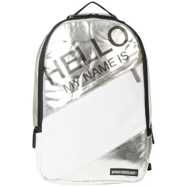 Sprayground Hello My Name Is Deluxe Backpack - Metallic Silver Bild 1