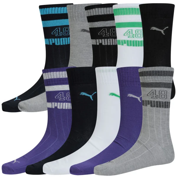 Puma Men's Socks (10 Pairs) - Black/Grey/Navy/White/Purple - 6-8 - Bunt Bild 1