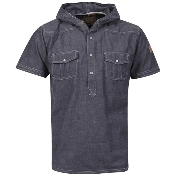 Brave Soul Men's Luchan Double Hood Shirt - Denim - S - Denim Bild 1