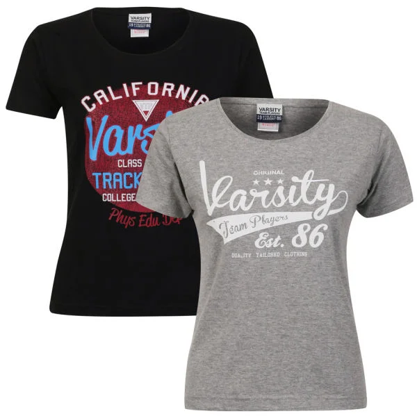 Varsity Team Players Women's 2-Pack T-Shirt - Grey Varsity Team Players/Black California - S - Grau/Schwarz Bild 1