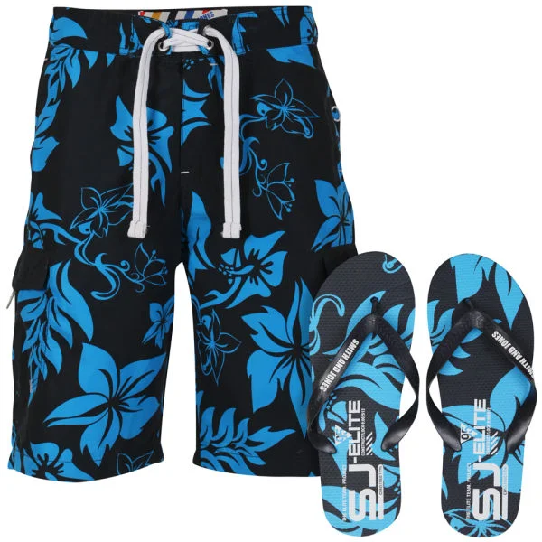 Smith & Jones Aniani Men's Swim Shorts and Flip Flops - Navy - S - Marineblau Bild 1