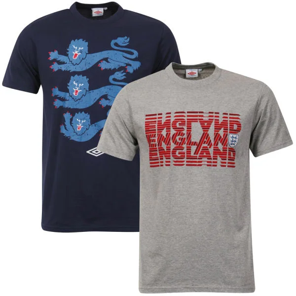 Umbro Men's England 2-Pack T-Shirts - Grey/Navy - S Bild 1