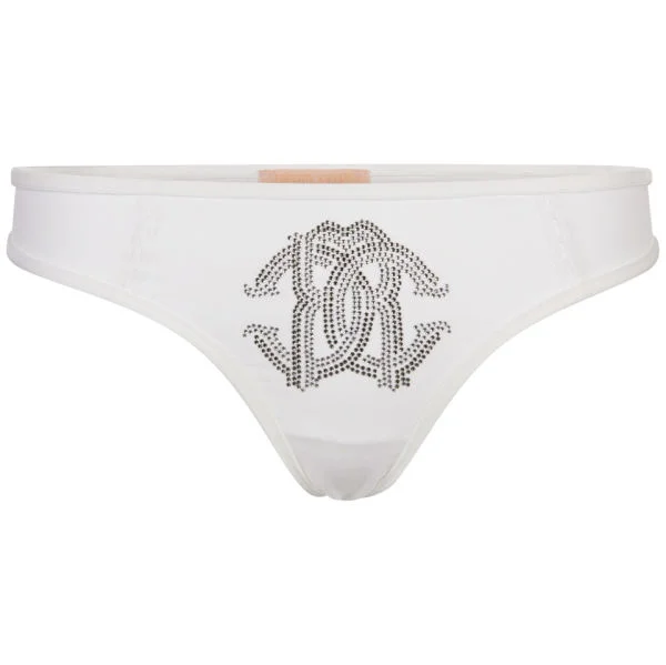 Roberto Cavalli Women's Diamante Logo Thong - White - XS - Weiß Bild 1