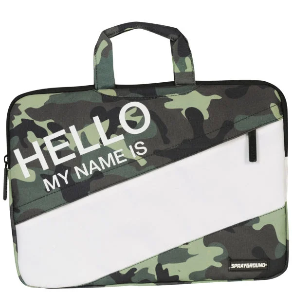 Sprayground Hello My Name is 15 Inch Laptop Case - Green/Camo Bild 1