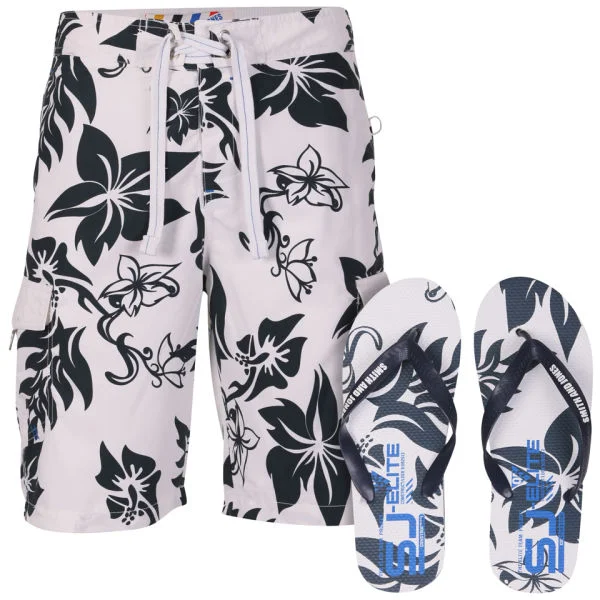 Smith & Jones Aniani Men's Swim Shorts and Flip Flops - White - S - Weiß Bild 1