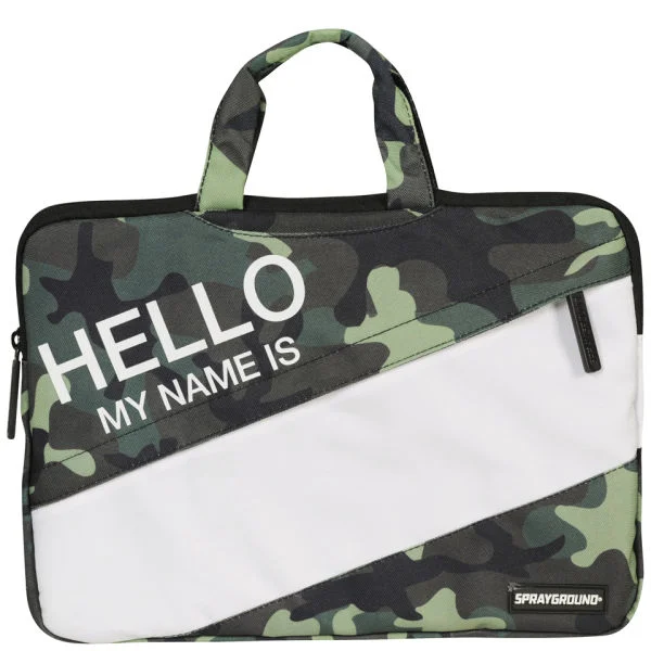 Sprayground Hello My Name is 13 Inch Laptop Case - Green/Camo Bild 1