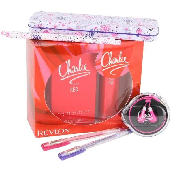 Revlon - Charlie Red Gift Set (Eau de Toilette with Pencils, Pencil Case and Earphones) Bild 1