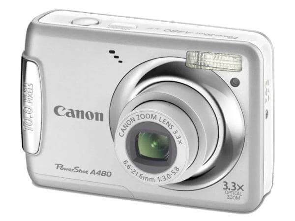 Canon PowerShot A480 Digital camera. 10 Megapixels. 3.3x Optical zoom. 4x Digital zoom 2.5 Inch LCD Screen. Silver Bild 1