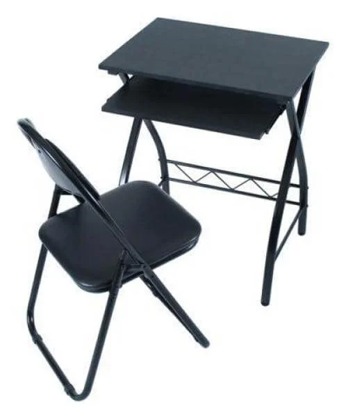LEVV black MDF computer desk and chair set Bild 1