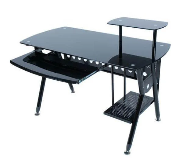 LEVV Black Glass Computer Workstation (CT1200BB) Bild 1