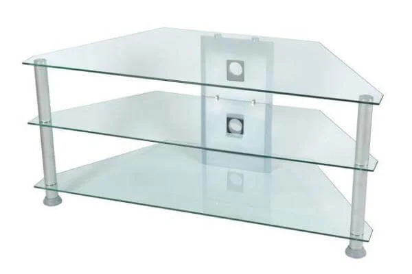 LEVV Clear and Chrome TV Stand for up to 42 Inch TVs Bild 1