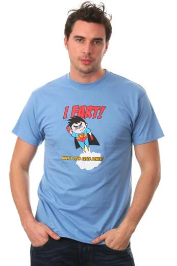 Mens - I fart - What's You Super Power T-Shirt - Light Blue - S - Blau Bild 1