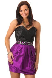 Lipsy - Beaded Waist Gathered Slim Fit Bust Dress - Purple Berry - 8 - Violet Bild 1