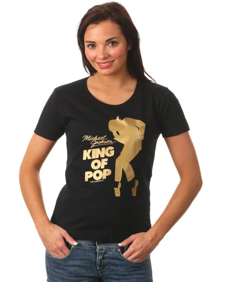 Michael Jackson - Gold King of Pop Ladies T-Shirt - S - Schwarz Bild 1