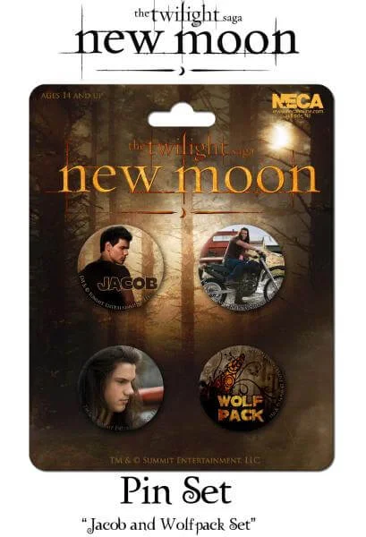 Twilight New Moon Pin Button Set 4 Stück Jacob and Wolf Pack Set Bild 1