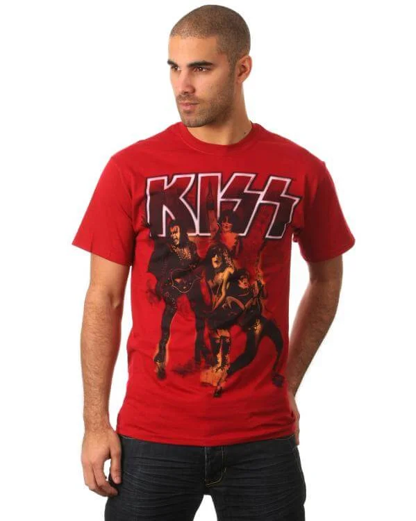 Kiss Men's Red Group T-Shirt - Red - S - Rot Bild 1