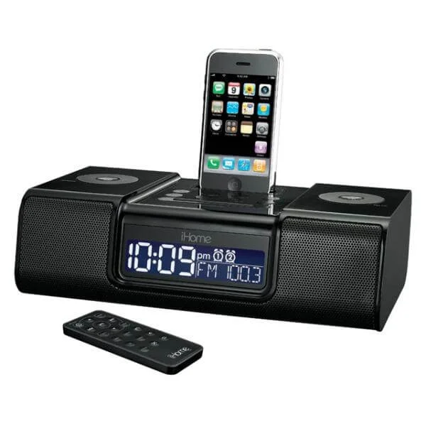 iHome IP9 Dual Alarm Clock Radio for iPhone/iPod with remote - Black/Grey Bild 1