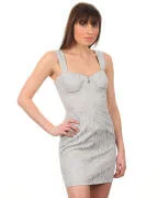 Lipsy Zip Fronted Fitted Dress - Silver - 8 - Silber Bild 1