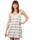 Yumi Stripe with Neck Detail Dress - Grey - S - Grau Bild 1