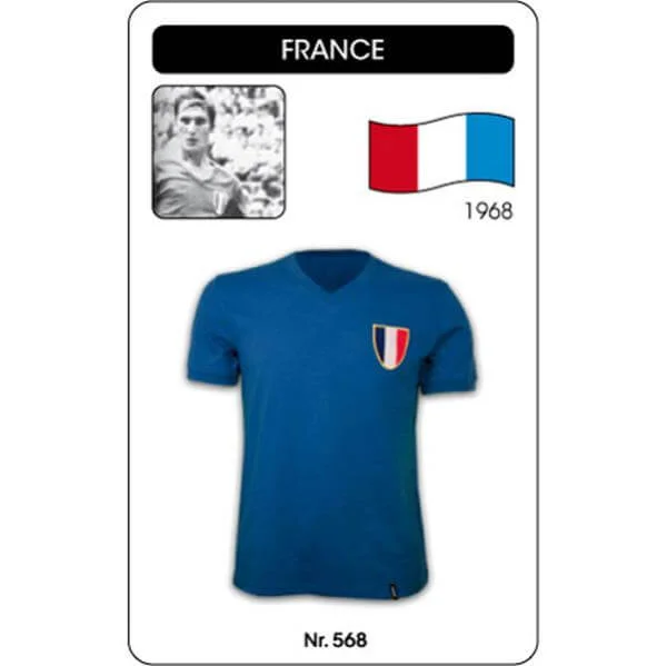 France 1968 Olympics Short Sleeve Retro Football Shirt - S - Blau Bild 1