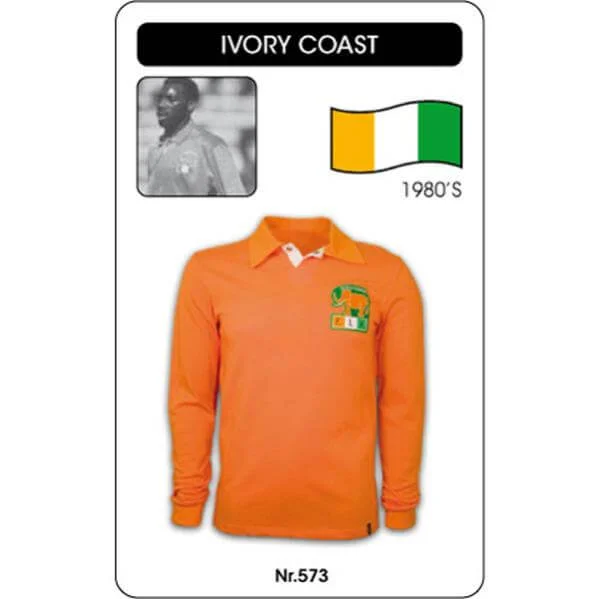 Ivory Coast 1980's Long Sleeve Retro Football Shirt - S - Orange Bild 1