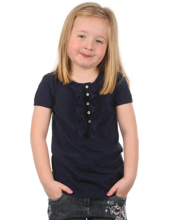 Polo Ralph Lauren Girls Ruffle Top - Navy - 2 - Marineblau Bild 1