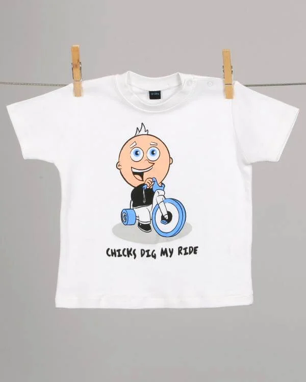 Babies Chicks Dig My Ride T - Shirt - White - 3-6 months - Weiß Bild 1