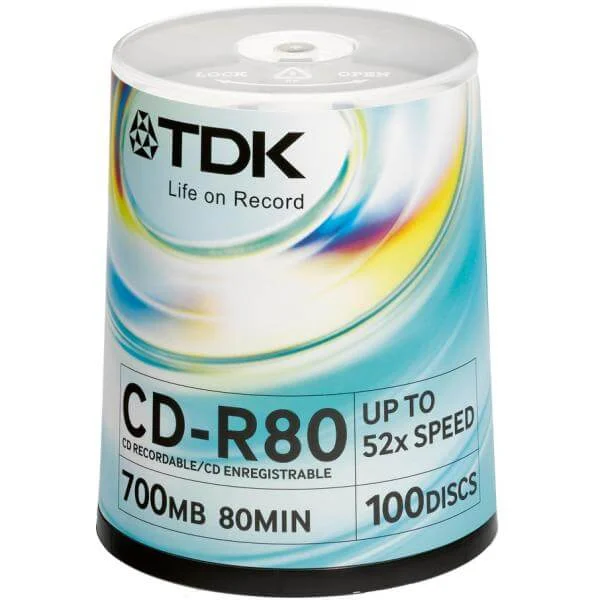 TDK CD-R 52x Speed (100pk) 80CBA100 Bild 1